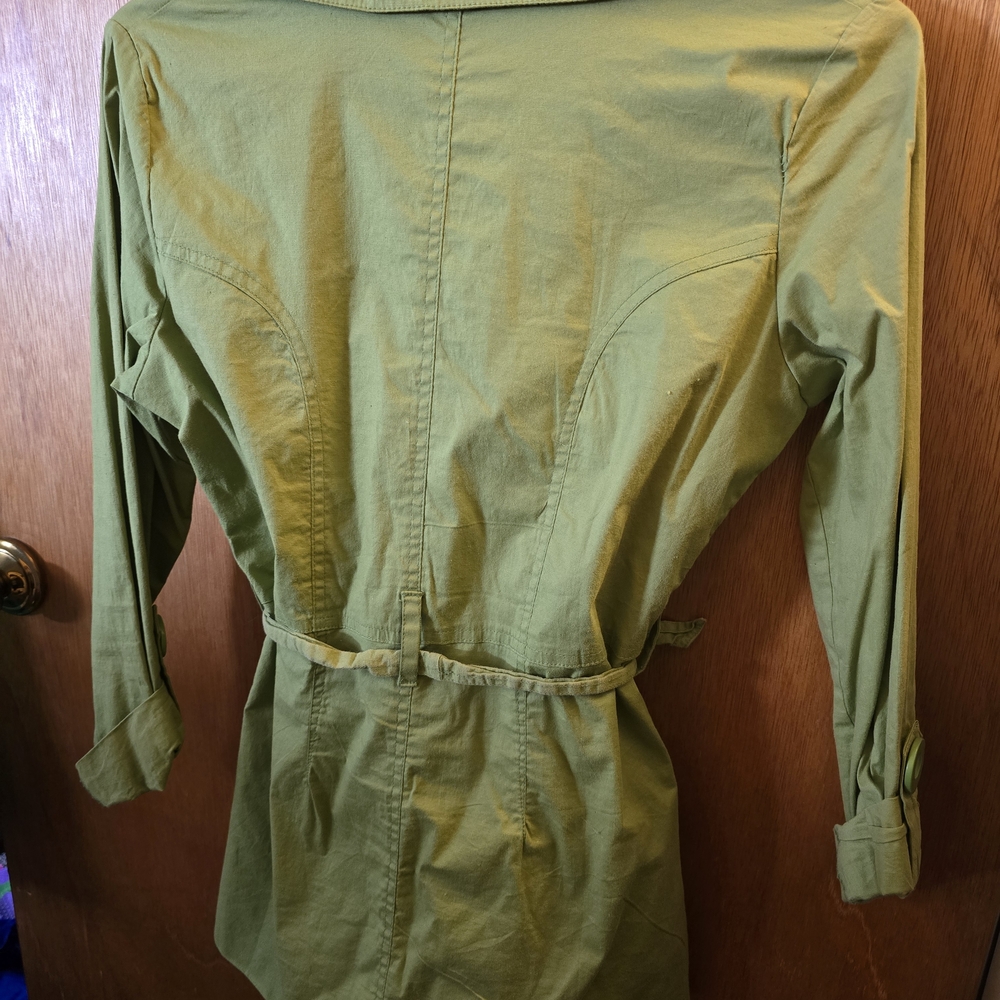 Kamikaze Green Belted Trench Coat - Picture 7 of 7